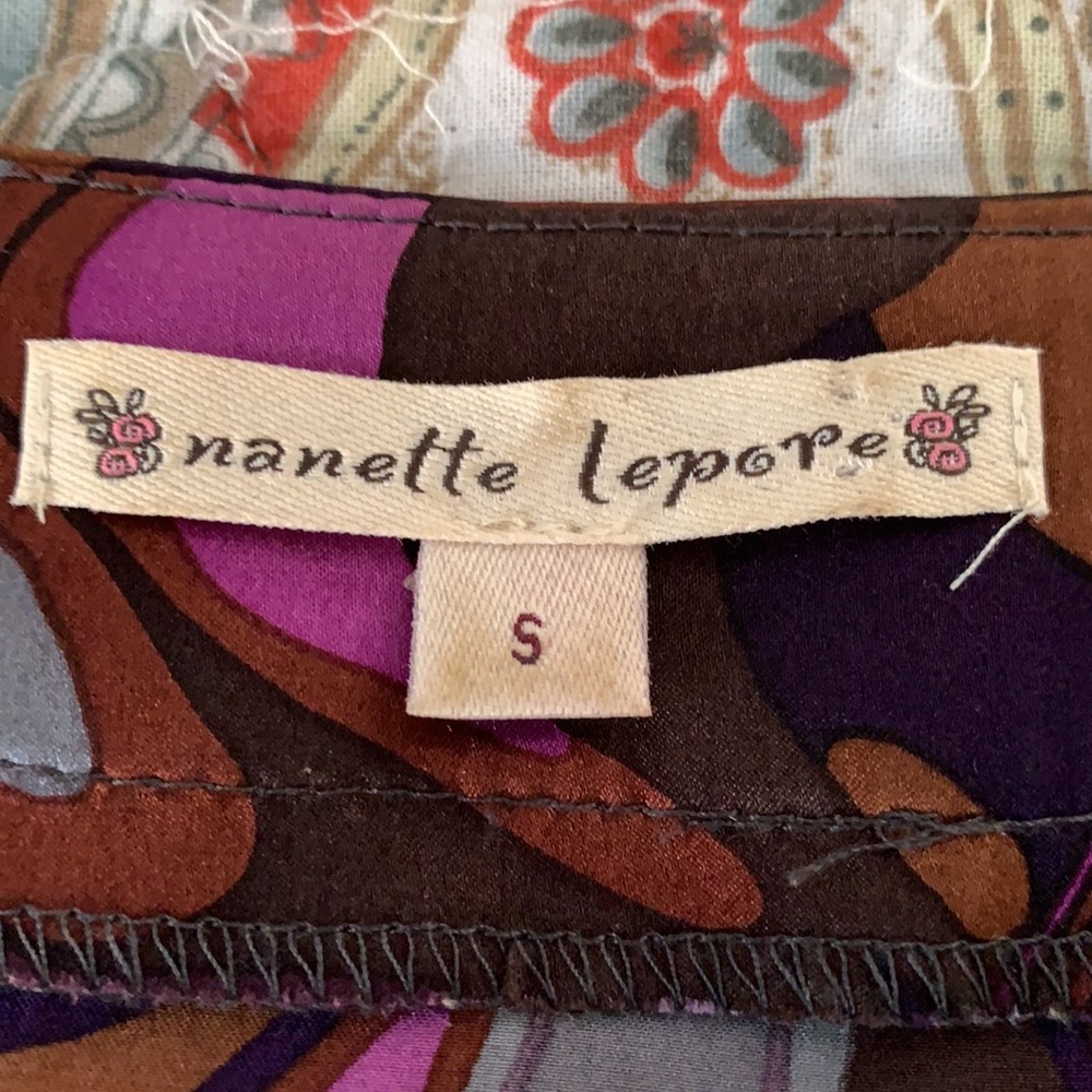 Nanette Lepore 100% Silk funky retro ruffle top S - Picture 5 of 11